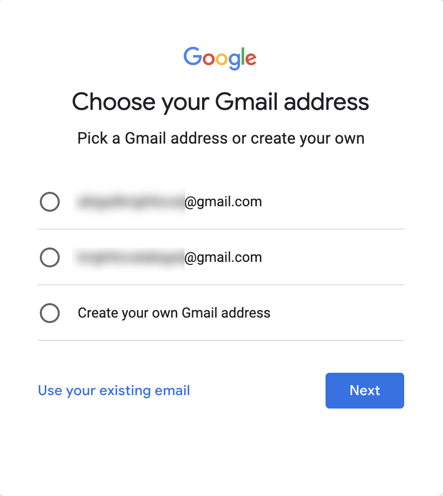 choose a Gmail address