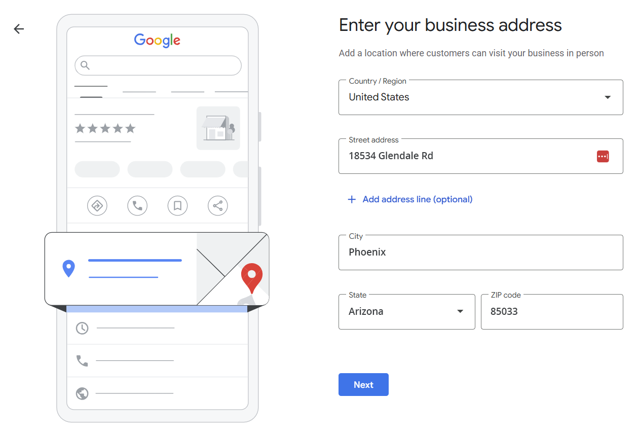 Add your business address
